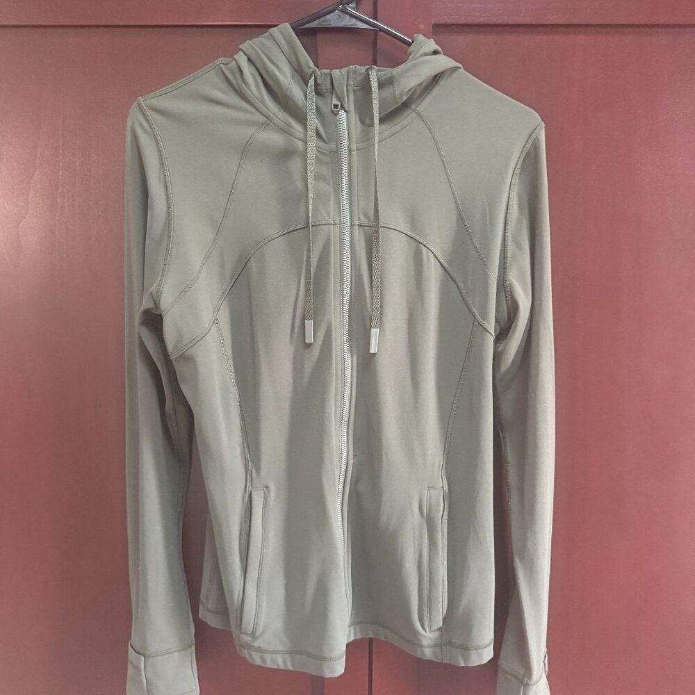 Lululemon Jacket Womens 12 Green  Full Zip Vented Thumbholes Running